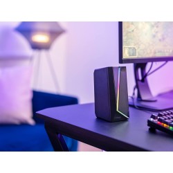 Trust Gaming GXT 609 Zoxa Système d'Enceintes, Haut-parleurs Gamer, 6 Modes d'Éclairage RGB, 12 W, Alimentation USB, Système Aud