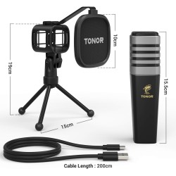 TONOR Micro PC, USB Microphone Condensateur Professionnel pour Gaming Streaming Podcast Studio Enregistrement Singing Youtube Ga