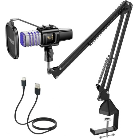 TONOR RGB Micro PC, USB Gaming Microphone Kit Condensateur Professionnel pour Streaming Podcast Studio Enregistrement Singing Yo