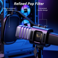 TONOR RGB Micro PC, USB Gaming Microphone Kit Condensateur Professionnel pour Streaming Podcast Studio Enregistrement Singing Yo
