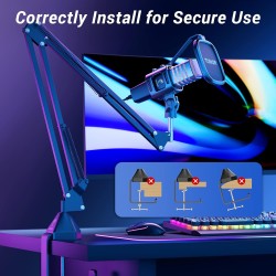 TONOR RGB Micro PC, USB Gaming Microphone Kit Condensateur Professionnel pour Streaming Podcast Studio Enregistrement Singing Yo
