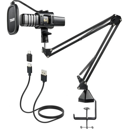 TONOR Microphone PC Gaming Condensateur USB Microphone Podcast Mic Caractère Rénal Micro avec Bras Filtre Popfilter Araignée, po