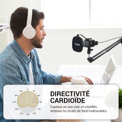 TONOR Microphone PC Gaming Condensateur USB Microphone Podcast Mic Caractère Rénal Micro avec Bras Filtre Popfilter Araignée, po