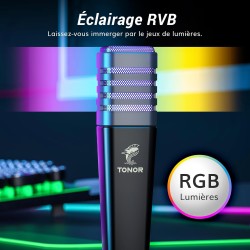 TONOR Micro PC Gaming USB Microphone Condensateur Professionnel pour Streaming Podcast Studio Enregistrement Singing Youtube Gam