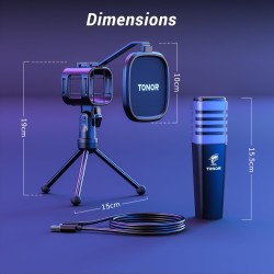 TONOR Micro PC Gaming USB Microphone Condensateur Professionnel pour Streaming Podcast Studio Enregistrement Singing Youtube Gam