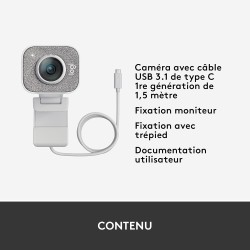 Logitech StreamCam : webcam pour streaming YouTube et Twitch, full HD 1080p 60Fps, connexion USB-C, détection des visages par IA
