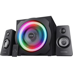 Trust Gaming GXT 629 Tytan RGB Enceinte PC Gamer 2.1 avec Caisson de Basses, 120 W, LED RGB, Télécommande sans Fil, Haut Parleur