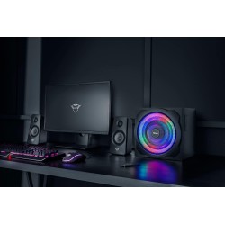 Trust Gaming GXT 629 Tytan RGB Enceinte PC Gamer 2.1 avec Caisson de Basses, 120 W, LED RGB, Télécommande sans Fil, Haut Parleur