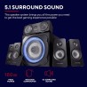 Trust Gaming GXT 658 Tytan Enceinte PC Gamer 5.1, avec Caisson de Basses pour Ordinateur (180 Watt), LED Lumineuse, Télécommande