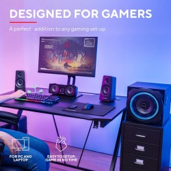 Trust Gaming GXT 658 Tytan Enceinte PC Gamer 5.1, avec Caisson de Basses pour Ordinateur (180 Watt), LED Lumineuse, Télécommande