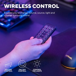 Trust Gaming GXT 658 Tytan Enceinte PC Gamer 5.1, avec Caisson de Basses pour Ordinateur (180 Watt), LED Lumineuse, Télécommande