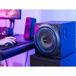 Trust Gaming GXT 658 Tytan Enceinte PC Gamer 5.1, avec Caisson de Basses pour Ordinateur (180 Watt), LED Lumineuse, Télécommande