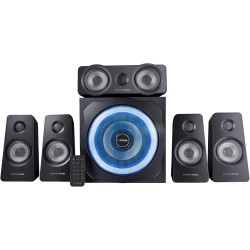 Trust Gaming GXT 658 Tytan Enceinte PC Gamer 5.1, avec Caisson de Basses pour Ordinateur (180 Watt), LED Lumineuse, Télécommande