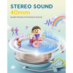 Casque Audio Enfant, Casque Filaire Enfant, Limite de Volume 74/85dB, Son Stéréo, Son Haute Définition, Fiche Jack 3,5 mm pour I