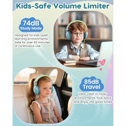 Casque Audio Enfant, Casque Filaire Enfant, Limite de Volume 74/85dB, Son Stéréo, Son Haute Définition, Fiche Jack 3,5 mm pour I