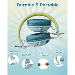 Casque Audio Enfant, Casque Filaire Enfant, Limite de Volume 74/85dB, Son Stéréo, Son Haute Définition, Fiche Jack 3,5 mm pour I
