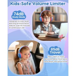 Casque Audio Enfant, Casque Filaire Enfant, Limite de Volume 74/85dB, Son Stéréo, Son Haute Définition, Fiche Jack 3,5 mm pour I