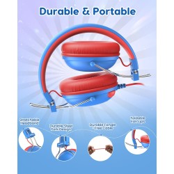 Casque Audio Enfant, Casque Filaire Enfant, Limite de Volume 74/85dB, Son Stéréo, Son Haute Définition, Fiche Jack 3,5 mm pour I