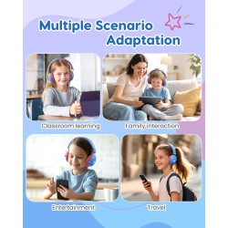 Casque Audio Enfant, Casque Filaire Enfant, Limite de Volume 74/85dB, Son Stéréo, Son Haute Définition, Fiche Jack 3,5 mm pour I