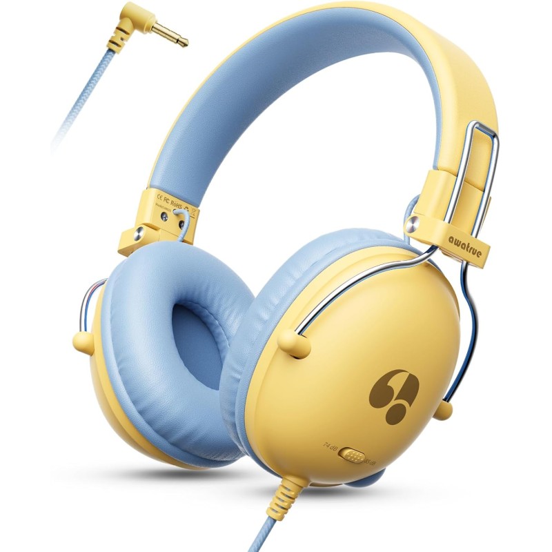 Casque Audio Enfant, Filaire Enfant, 74/85dB Limite de Volume, Son Stéréo, Son HD, Casque Pliable Over Ear pour Enfants pour éco