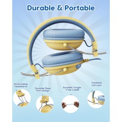 Casque Audio Enfant, Filaire Enfant, 74/85dB Limite de Volume, Son Stéréo, Son HD, Casque Pliable Over Ear pour Enfants pour éco