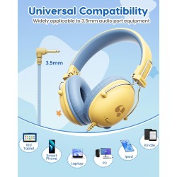 Casque Audio Enfant, Filaire Enfant, 74/85dB Limite de Volume, Son Stéréo, Son HD, Casque Pliable Over Ear pour Enfants pour éco