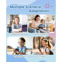 Casque Audio Enfant, Filaire Enfant, 74/85dB Limite de Volume, Son Stéréo, Son HD, Casque Pliable Over Ear pour Enfants pour éco