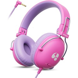 Casque Audio Enfant, 74/85dB Limite de Volume, Son Stéréo, Son HD, Casque Pliable Over Ear pour Enfants pour école/Tablette/PC (