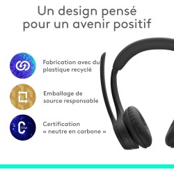 Logitech zone 300 casque bleutooth sans fil avec microphone anti-parasite, compatible avec windows, mac, chrome, linux, ios, ipa