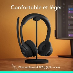 Logitech zone 300 casque bleutooth sans fil avec microphone anti-parasite, compatible avec windows, mac, chrome, linux, ios, ipa