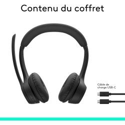 Logitech zone 300 casque bleutooth sans fil avec microphone anti-parasite, compatible avec windows, mac, chrome, linux, ios, ipa