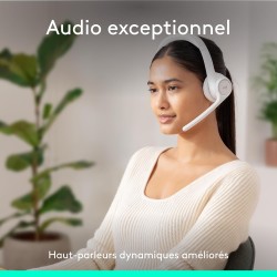 Logitech zone 300 casque bleutooth sans fil avec microphone anti-parasite, compatible avec windows, mac, chrome, linux, ios, ipa