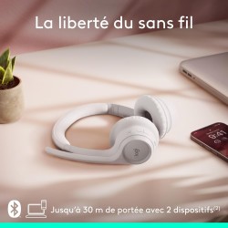 Logitech zone 300 casque bleutooth sans fil avec microphone anti-parasite, compatible avec windows, mac, chrome, linux, ios, ipa
