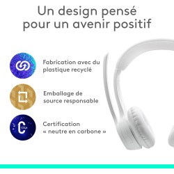 Logitech zone 300 casque bleutooth sans fil avec microphone anti-parasite, compatible avec windows, mac, chrome, linux, ios, ipa