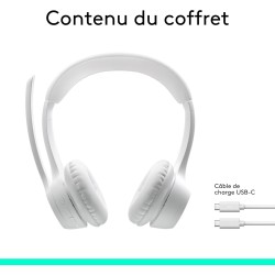 Logitech zone 300 casque bleutooth sans fil avec microphone anti-parasite, compatible avec windows, mac, chrome, linux, ios, ipa