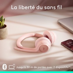 Logitech zone 300 casque bleutooth sans fil avec microphone anti-parasite, compatible avec windows, mac, chrome, linux, ios, ipa