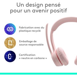 Logitech zone 300 casque bleutooth sans fil avec microphone anti-parasite, compatible avec windows, mac, chrome, linux, ios, ipa