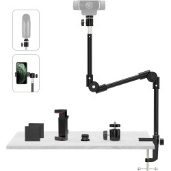 Kdd support webcam avec support téléphone & vis 5/8” 22" support videoprojecteur flexible, pied micro de bureau col de cygne pou