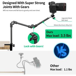 Kdd support webcam avec support téléphone & vis 5/8” 22" support videoprojecteur flexible, pied micro de bureau col de cygne pou