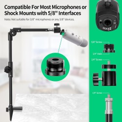 Kdd support webcam avec support téléphone & vis 5/8” 22" support videoprojecteur flexible, pied micro de bureau col de cygne pou