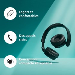 Philips tah4209pk casque sans fil supra-aural bleutooth léger, isolation phonique passive, 55 heures d’autonomie, son naturel, a