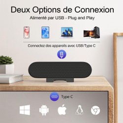 ZETIY Haut-Parleur USB, Enceinte PC pour Moniteur Portable, Mini Barre de Son avec Clipser pour Ordinateur Portable, Ordinateur 
