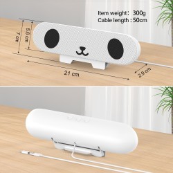 ZETIY Haut-Parleur USB, Enceinte PC pour Moniteur Portable, Mini Barre de Son avec Clipser pour Ordinateur Portable, Ordinateur 
