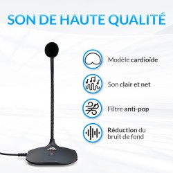 KLIM Talk - Microphone USB PC et Mac - Compatible avec Tout Ordinateur - Micro de Bureau Professionnel - Audio Haute Définition 