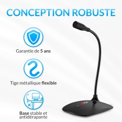 KLIM Talk - Microphone USB PC et Mac - Compatible avec Tout Ordinateur - Micro de Bureau Professionnel - Audio Haute Définition 