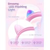 iClever Casque Audio Enfant, Oreilles de Chat Lumineuses LED, Volume Limité à 85dBA, Port partagé, pour Enfants/Ecole/iPad/Table