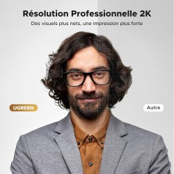 Uvert webcam 2k 30fps caméra usb pc deux micro mise au point fixe angle réglable correction lumière plug play windows macos linu