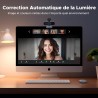 Uvert webcam 2k 30fps caméra usb pc deux micro mise au point fixe angle réglable correction lumière plug play windows macos linu