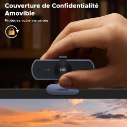 Uvert webcam 2k 30fps caméra usb pc deux micro mise au point fixe angle réglable correction lumière plug play windows macos linu