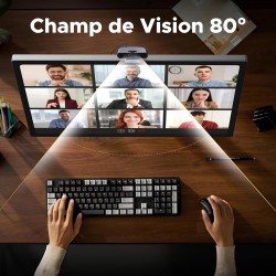 Uvert webcam 2k 30fps caméra usb pc deux micro mise au point fixe angle réglable correction lumière plug play windows macos linu